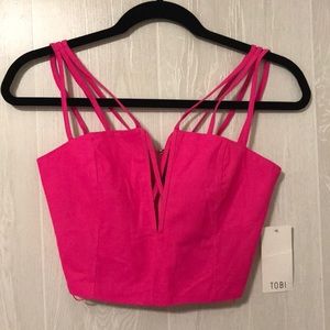 TOBI Pink Strappy Crop Top